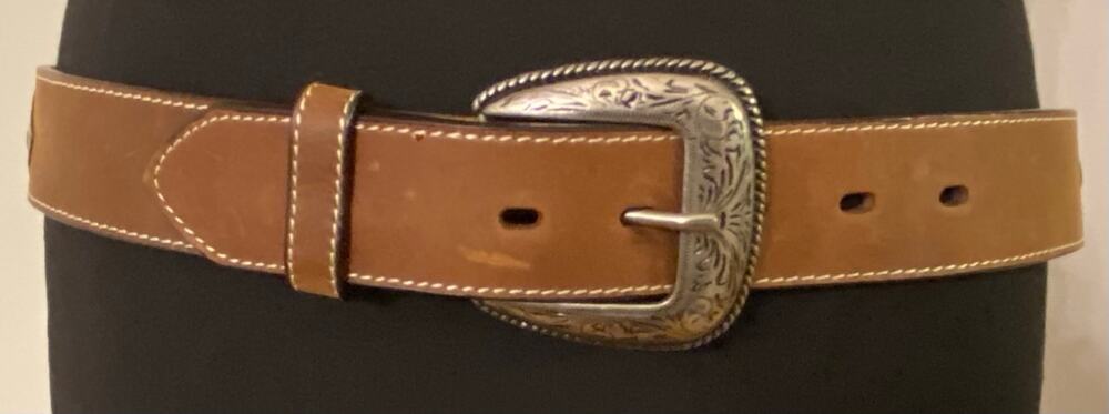 3D Belt Co Size 36 Genuine Leather Brown Western Concho Cowboy Belt Rodeo Ranch